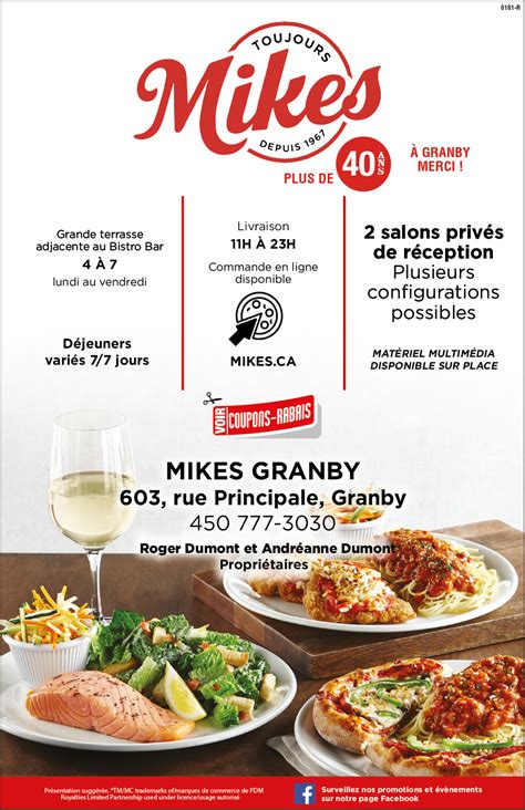 Mikes Restaurant | Pizza - Poulet | Granby | Bottin EXCEL