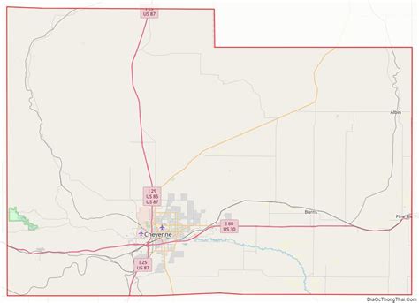 Map of Laramie County, Wyoming - Thong Thai Real