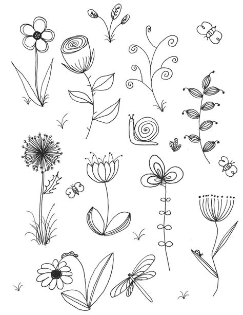 27 Marvelous & Easy Floral Embroidery Patterns | Line drawing tattoos ...