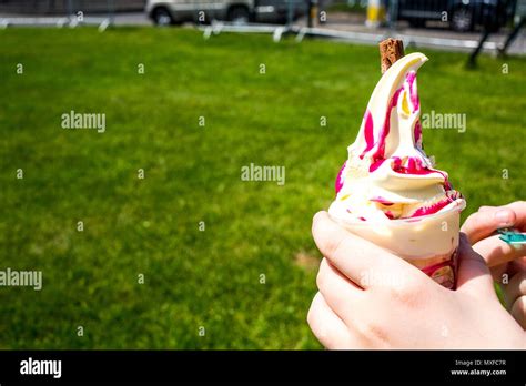 Raspberry Ripple Ice Cream Stock Photo - Alamy