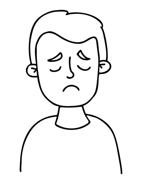 face sad boy. Portrait of an upset child with closed eyes. Vector ...