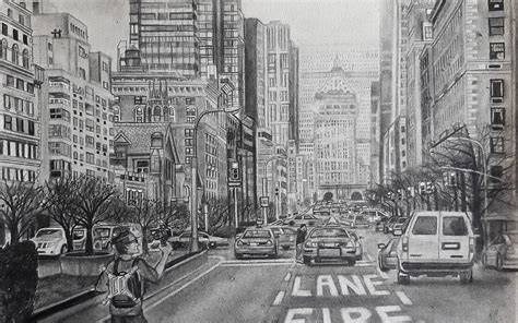 My New York City cityscape sketch. Please watch the video too! : r/drawing