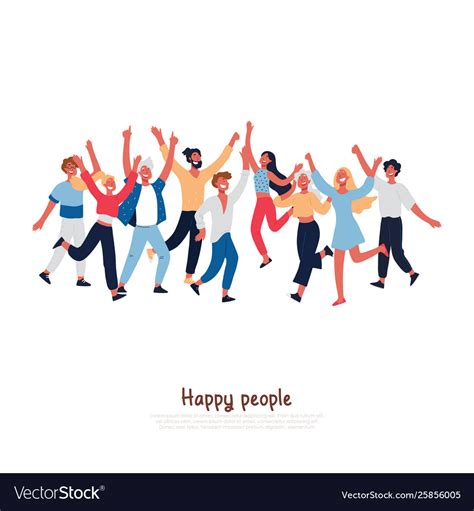 Happy people with joyful gesturing smiling adults Vector Image