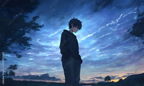 anime boy alone night scenery 4k - Rare Gallery, silhouette of a person ...