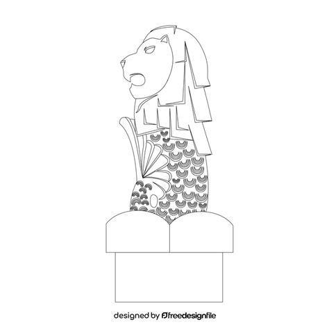 Merlion black and white clipart free download