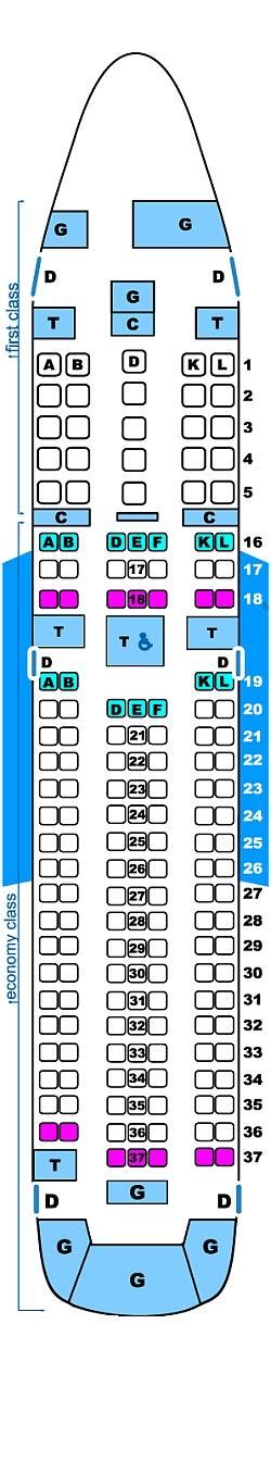 Seat Map Continental Airlines Boeing B767 200ER | SeatMaestro