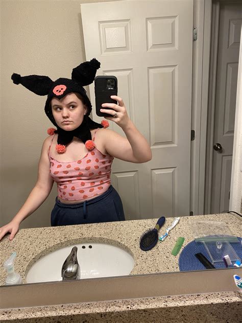 Just here to show off the Kuromi hat I made! : r/crochet