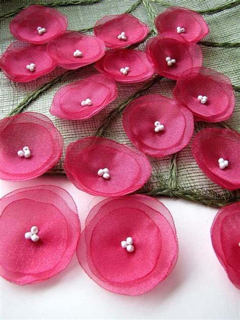 Organza Sew on Flower Appliques, Fabric Flowers, Floral Embellishments ...