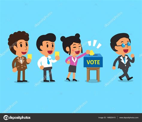 Cartoon people putting voting paper in the ballot box — Stock Vector ...