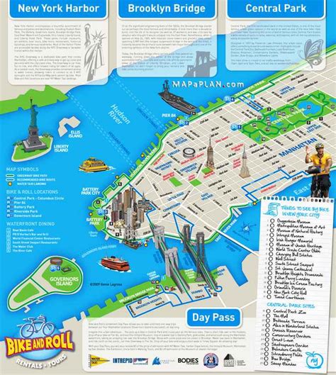 Maps of New York top tourist attractions - Free, printable - MapaPlan.com