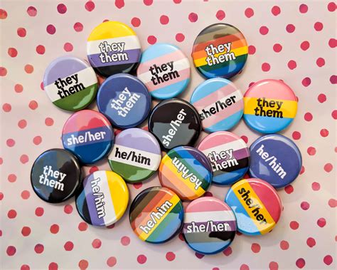 Pronoun pins They Them He She pronoun badges | Etsy