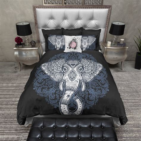 Mehndi Elephant and Mandala Bedding - Ink and Rags