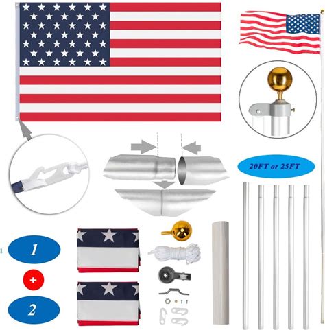 Amazon.com : US American Flag Pole Kit 20FT/25FT Pole & 2 Flags ...