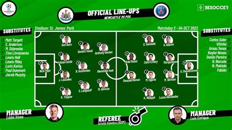 CONFIRMED lineups for Newcastle v PSG