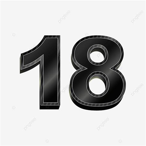 Gradient Numbers Vector Art PNG, Black Gradient 3d Number 18, 18 ...