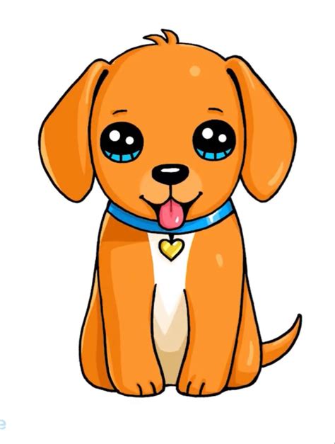 Cute Kawaii Puppy Dog | Puppy drawing easy, Dog drawing simple, Cartoon ...