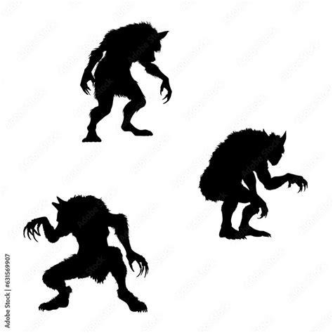 Black silhouette of a werewolf. vector pack of werewolf illustrations ...