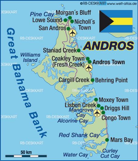 Map of Andros (Island in Bahamas) | Welt-Atlas.de