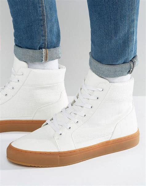 ASOS High Top Trainers In White With Gum Sole for Men | Lyst