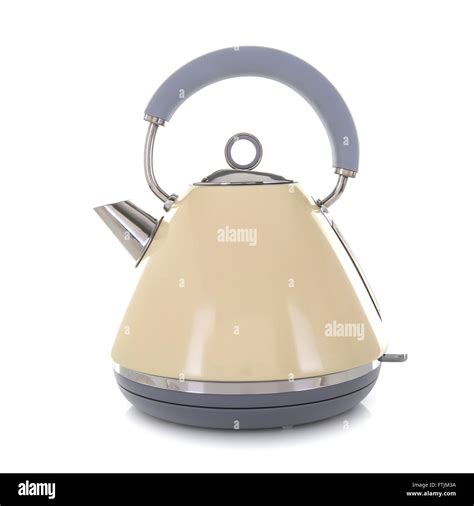 Modern Cream Electric Kettle on a white background Stock Photo - Alamy