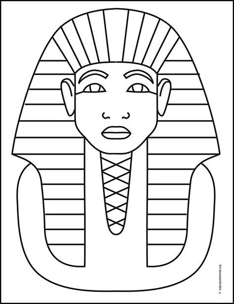 Easy How to Draw King Tut Tutorial and King Tut Coloring Page