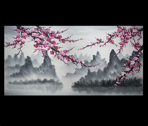 Original Modern Abstract Art Chinese Cherry Blossom Painting | Cherry ...