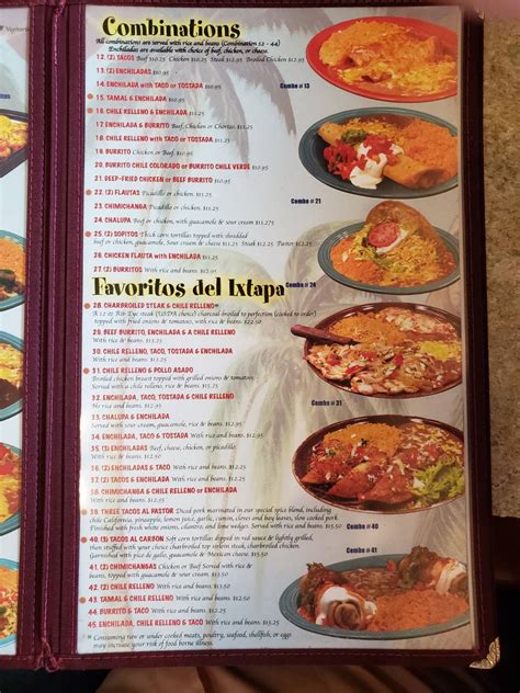 Menu at Ixtapa Mexican Restaurant, Hermiston