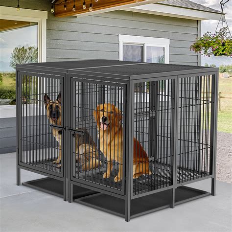 52 Inch Dog Crate With Divider Panel, Heavy Duty Pet Cage House For ...