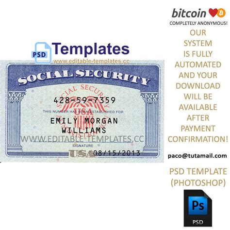 Fully Editable Ssn Usa Psd Template for Social Security Card Template ...