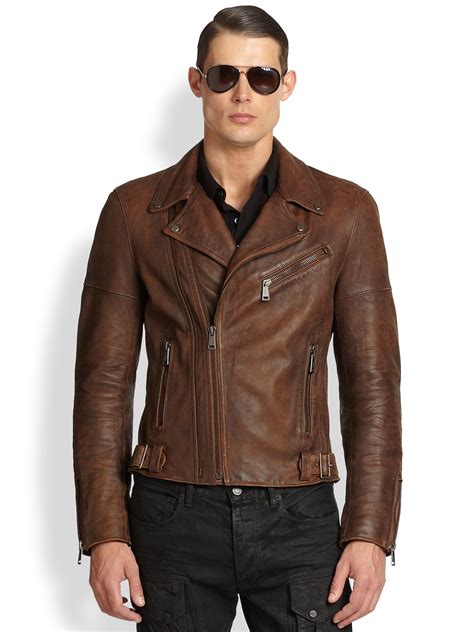 Lyst - Ralph Lauren Black Label Thunderbolt Leather Biker Jacket in ...