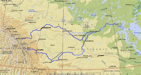 North Saskatchewan River Map | Map Of The World