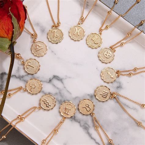 Gemini Zodiac Coin Necklace Horoscope Women Necklace Zodiac - Etsy