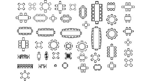 Dining table cad blocks top view - Cadbull