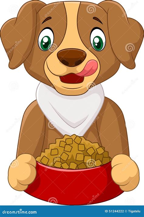 Hungry Dog Cartoon With Dog Food Stock Vector - Image: 51244222