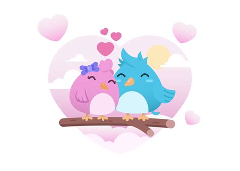 Two Cute Birds In Love 177952 Vector Art at Vecteezy