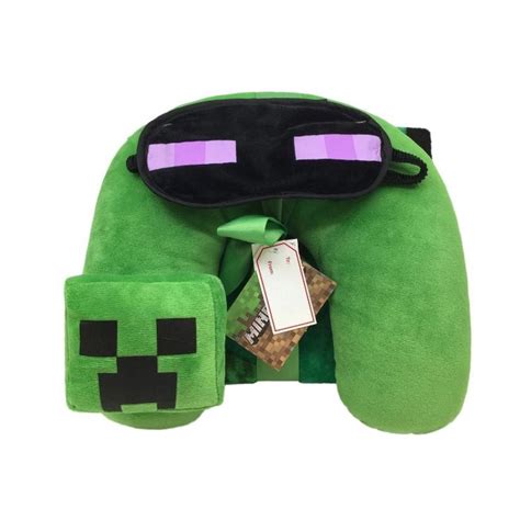 Minecraft 3pc Neck Pillow Travel Set | Green throw pillows, Neck pillow ...