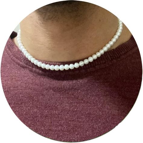 Pearl necklace for men,6mm white mens pearl necklace,16'',18'',20'',22 ...