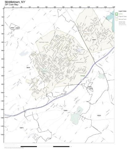 Amazon.com: Working Maps Zip Code Wall Map of Middletown, NY Zip Code ...