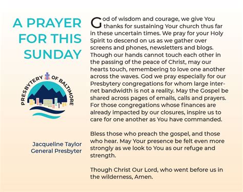 A Prayer for This Sunday - Presbytery of Baltimore