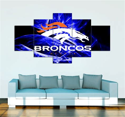 Denver Broncos Football Team Canvas Wall Art - 5 Piece Canvas Art Prin ...