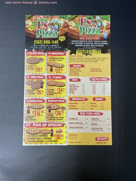 Online Menu of Js Pizza Restaurant, La Habra, California, 90631 - Zmenu