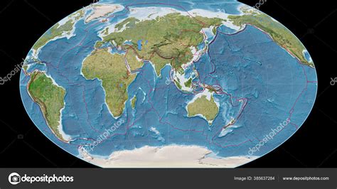 World Map Winkel Tripel Projection Centered East Longitude Satellite ...