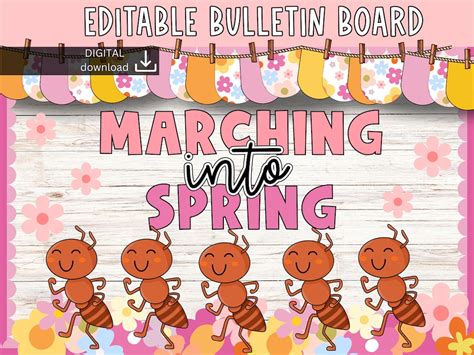 March Bulletin Board Spring Bulletin Board Easy Bulletin Board Pastel ...