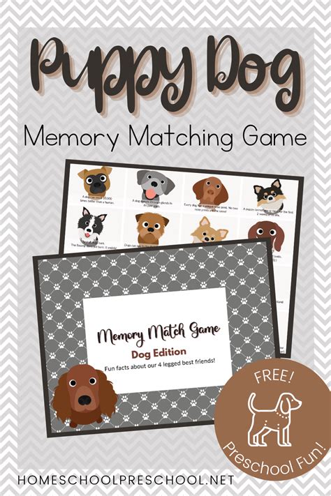 Free Printable Dog Memory Matching Game for Kids | Animal activities ...