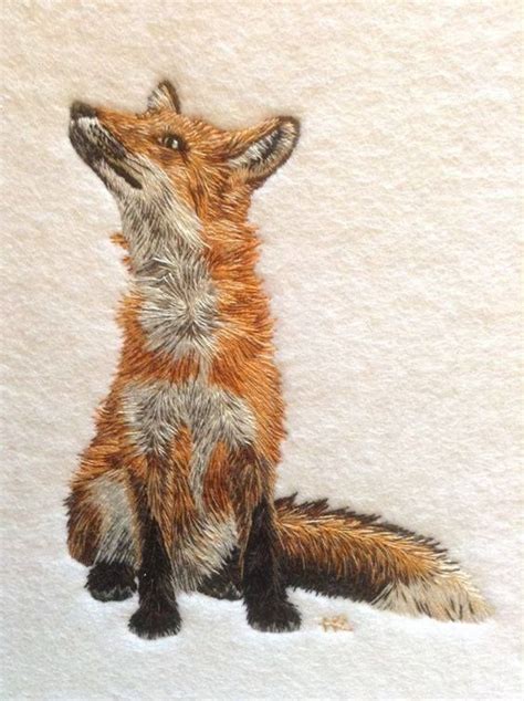 This silk embroidered fox is part of The Bluebird Embroidery Co's ...