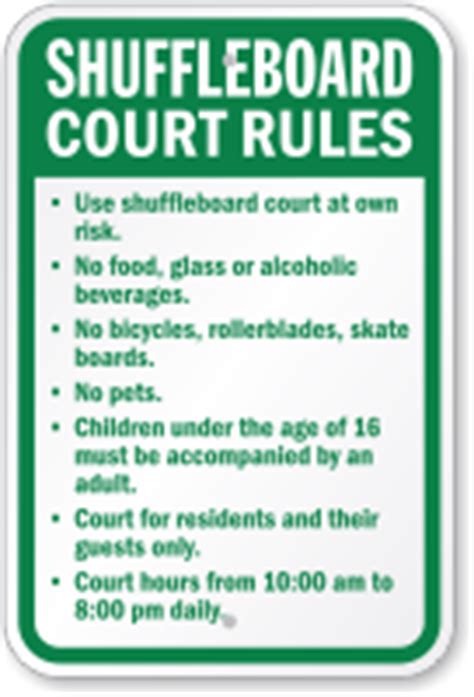 Shuffleboard Court Rules Sign | Timing Sign | Ships Free, SKU: K-0158