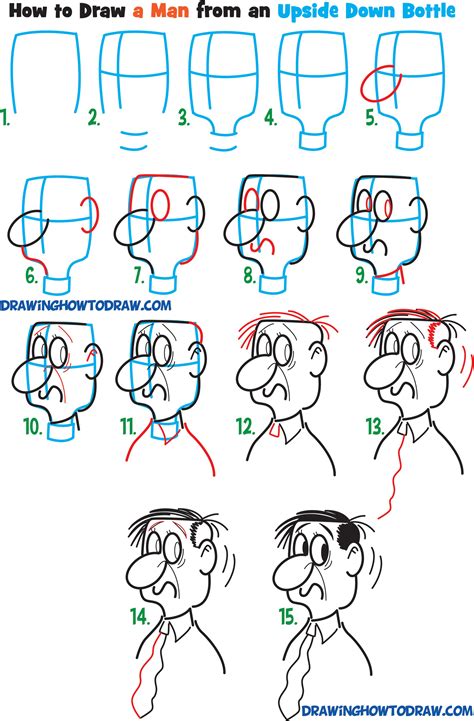 Learn How to Draw Cartoon Men Character's Faces from Household Objects ...