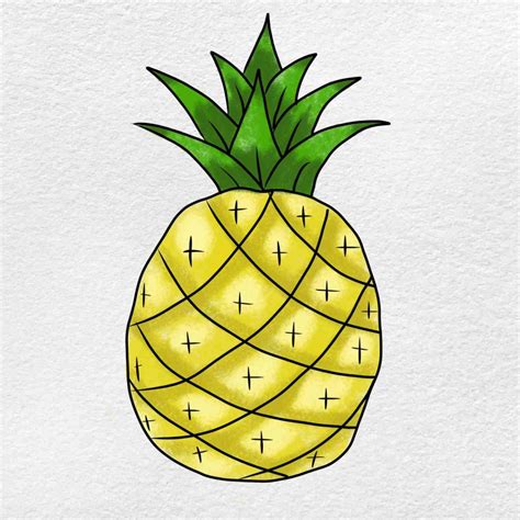 How to Draw a Pineapple - HelloArtsy