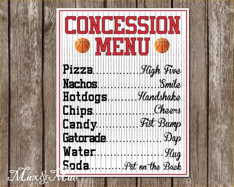 Concession Stand Menu Template