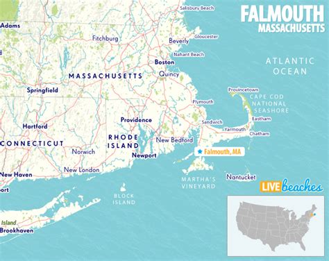 Map of Falmouth, Massachusetts - Live Beaches